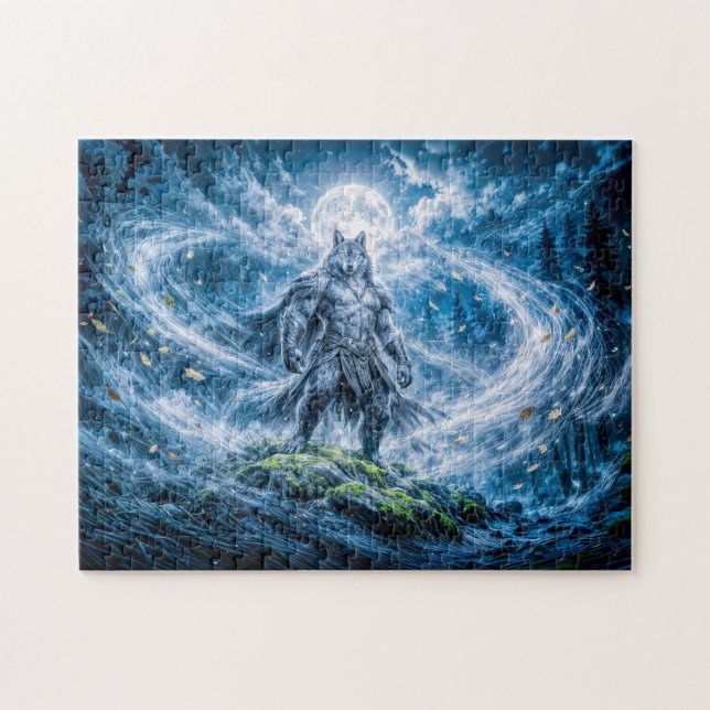 Dynamic Fantasy Werewolf Under Dramatic Moonlight  Jigsaw Puzzle (Horizontal)