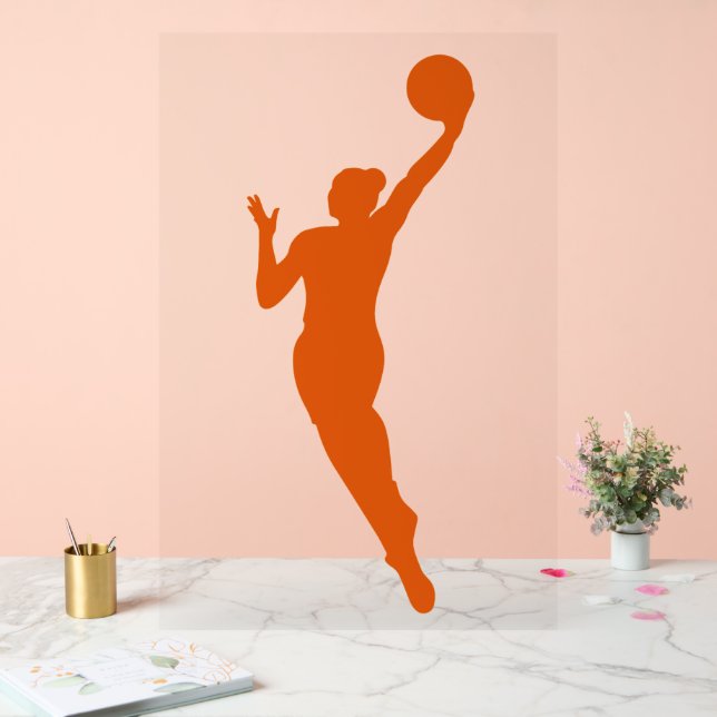 Dynamic Female Basketball Player Silhouette Design Acrylic Sign (Wedding)