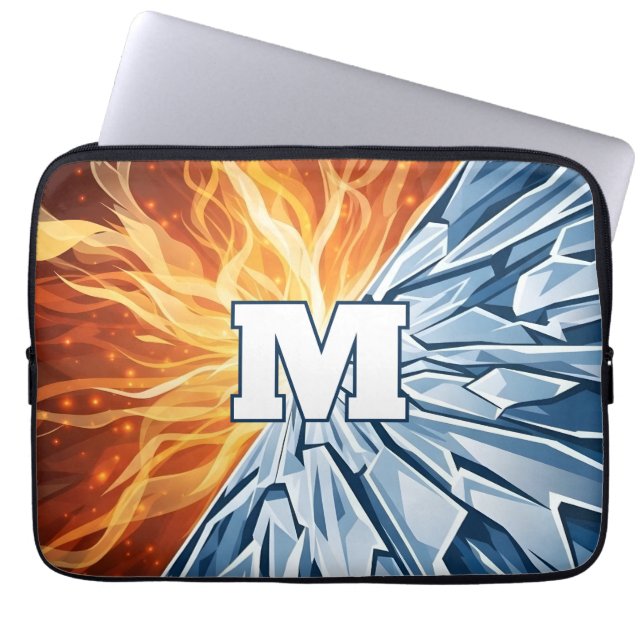 Dynamic Fire and Ice Elemental  Laptop Sleeve (Front)