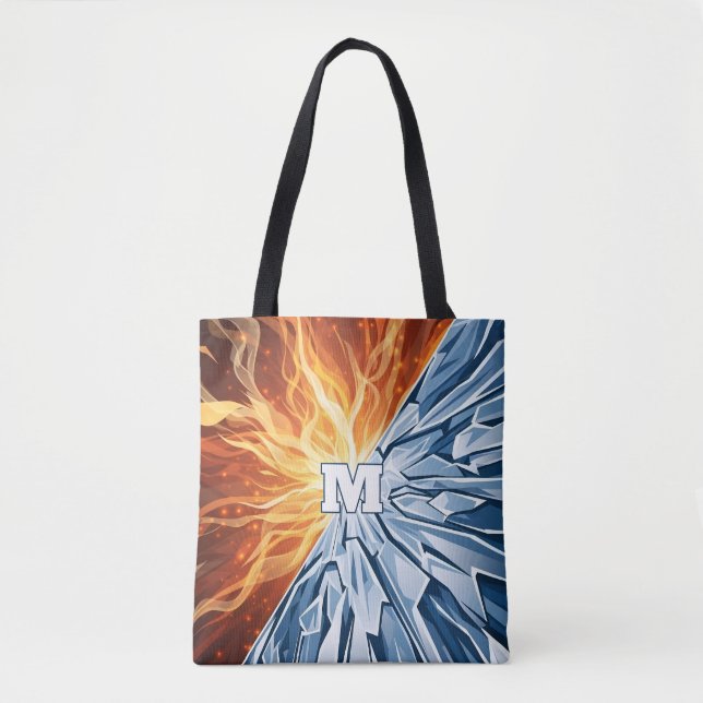 Dynamic Fire and Ice Elemental  Tote Bag (Front)