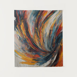 Dynamic Flame Abstract Expressionism Art Tapestry