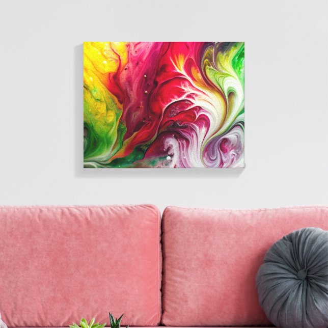 Dynamic Fluid Art: Colourful Acrylic Design Canvas Print (Insitu(LivingRoom))