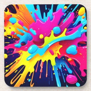 Dynamic Fluorescent Paint Streaks Coaster