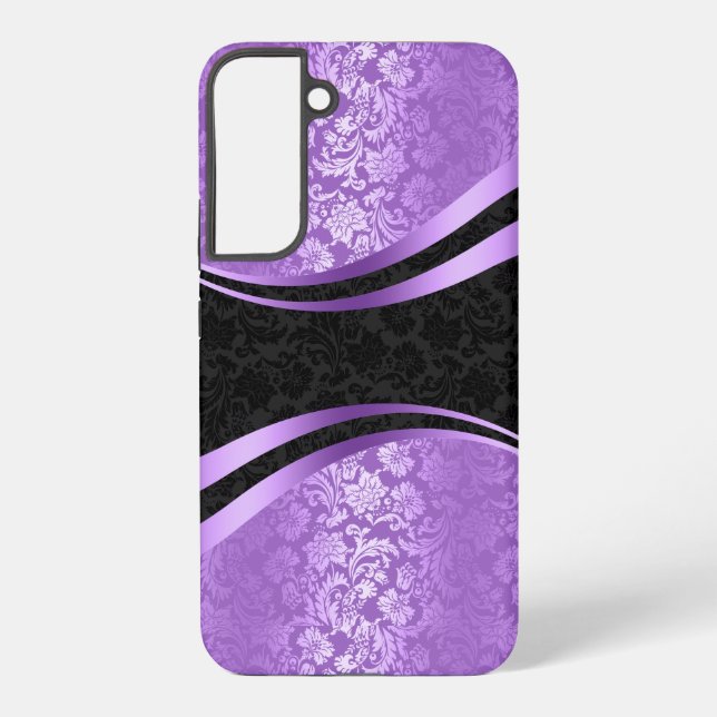 Dynamic geometric design in purple and black samsung galaxy s22+ case (Back)