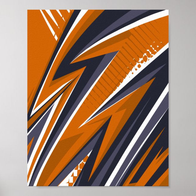 Dynamic Geometry in Orange, Black, Grey & White Poster (Front)