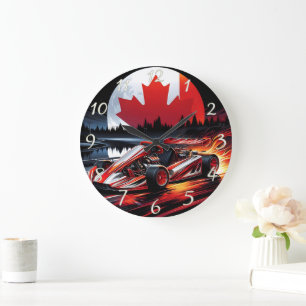 Dynamic go kart under a Canadian moonlight  Large Clock
