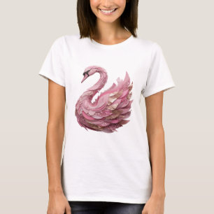 Dynamic Gold PINK SWAN Print T-Shirt