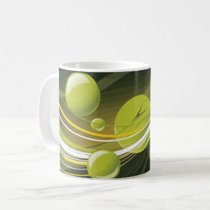 Dynamic Green Sphere and Wave Abstract Design Coffee Mug