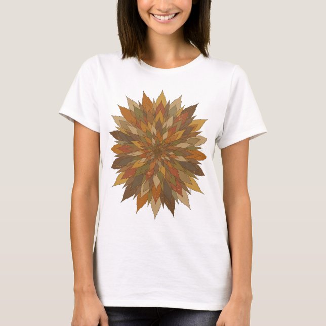 Dynamic Grey AUTUMN LEAVES Text Design T-Shirt (Front)