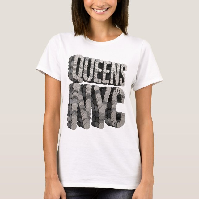 Dynamic Grey QUEENS NYC Custom Design T-Shirt (Front)