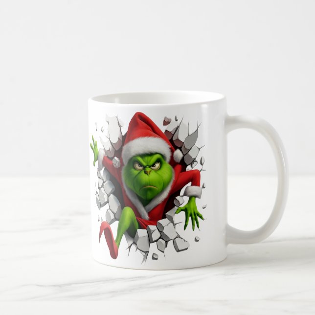 Dynamic Grinch With Festive Design Breaking wall Coffee Mug (Right)