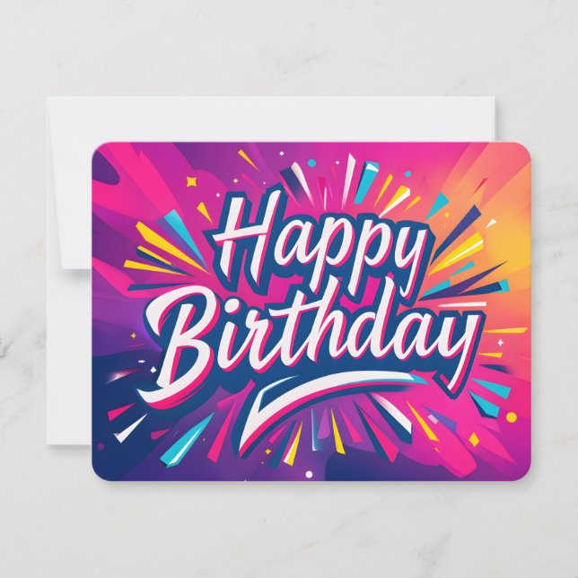 Dynamic Happy Birthday Card Colourful Abstract  (Front)