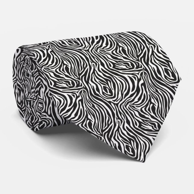 Dynamic High-Contrast Black and White Zebra Tie (Rolled)