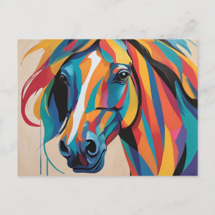 Dynamic Horse Portrait Abstract Postcard