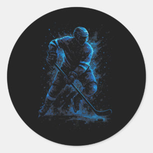Dynamic Ice Hockey Player - Sports Winter Skate  Classic Round Sticker