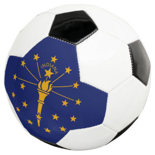 Dynamic Indiana State Flag Graphic on a Soccer Ball