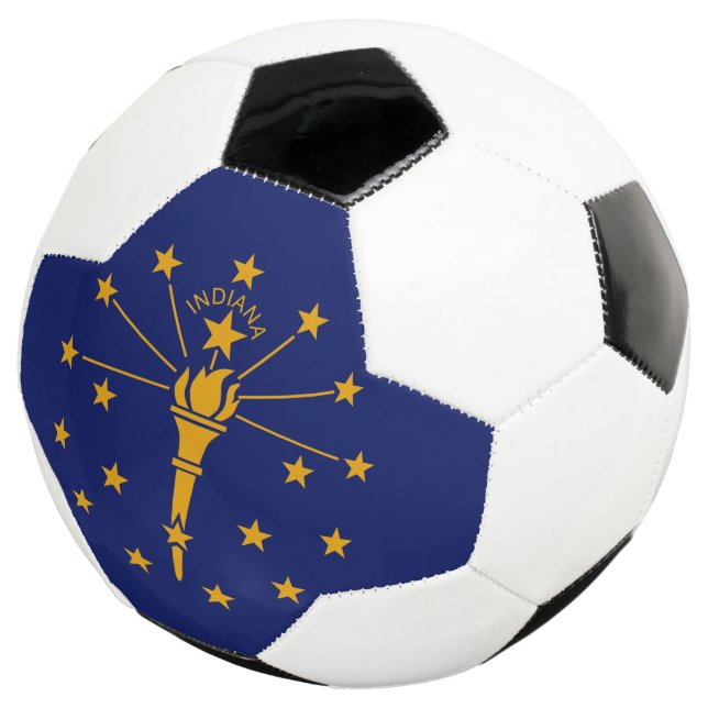 Dynamic Indiana State Flag Graphic on a Soccer Ball (Three Quarter)