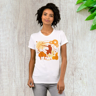 Dynamic Jump Silhouette Abstract Orange Circles T-Shirt