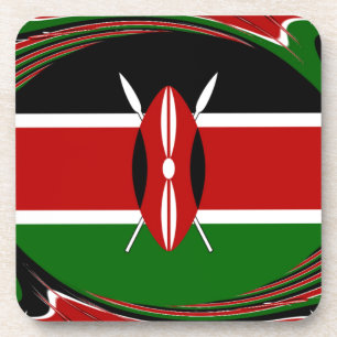 Dynamic Kenyan Flag Vector: An Energetic Design Coaster