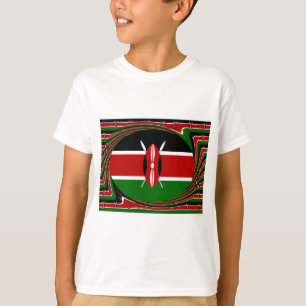 Dynamic Kenyan Flag Vector: An Energetic Design T-Shirt