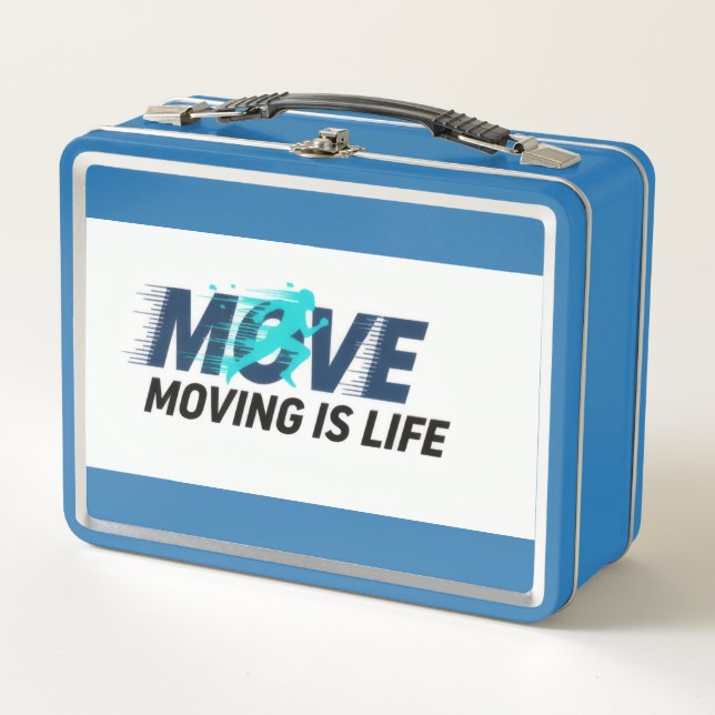 Dynamic logo with runner silhouette and text Move  Metal Lunch Box (Front)