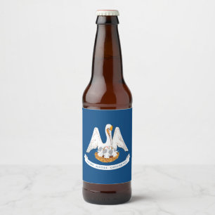 Dynamic Louisiana State Flag Graphic on a Beer Bottle Label