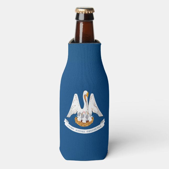 Dynamic Louisiana State Flag Graphic on a Bottle Cooler (Bottle Front)