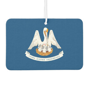 Dynamic Louisiana State Flag Graphic on a Car Air Freshener