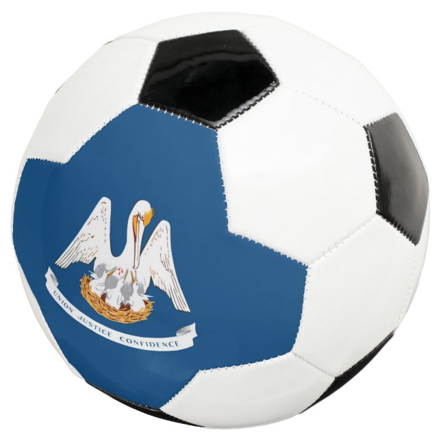 Dynamic Louisiana State Flag Graphic on a Soccer Ball (Three Quarter)