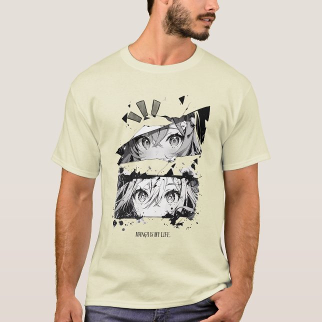 Dynamic Manga Art - Expressive Eyes Design T-Shirt (Front)