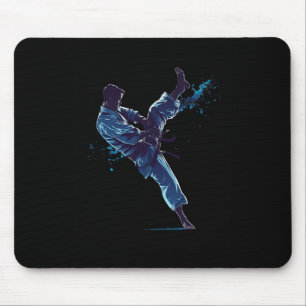 Dynamic Martial Artist Karate Kick Mouse Pad