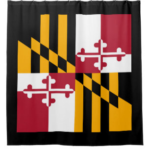 Dynamic Maryland State Flag Graphic on a Shower Curtain