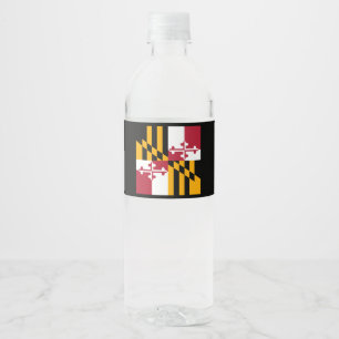 Dynamic Maryland State Flag Graphic on a Water Bottle Label