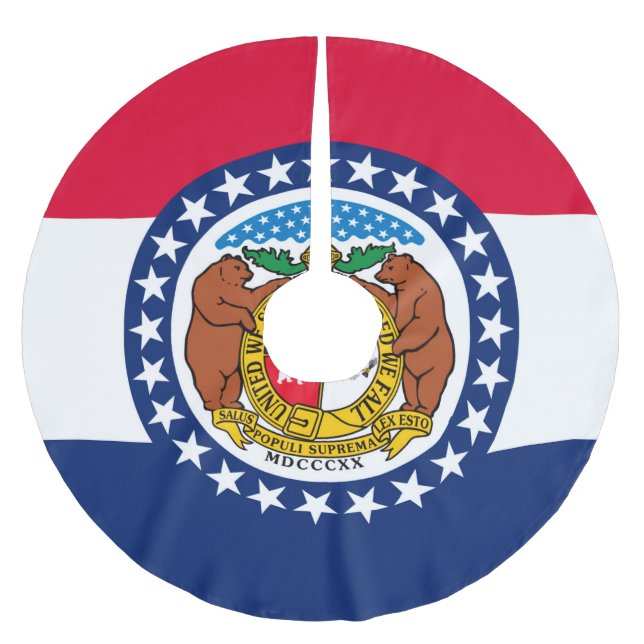 Dynamic Missouri State Flag Graphic on a Brushed Polyester Tree Skirt (Front)