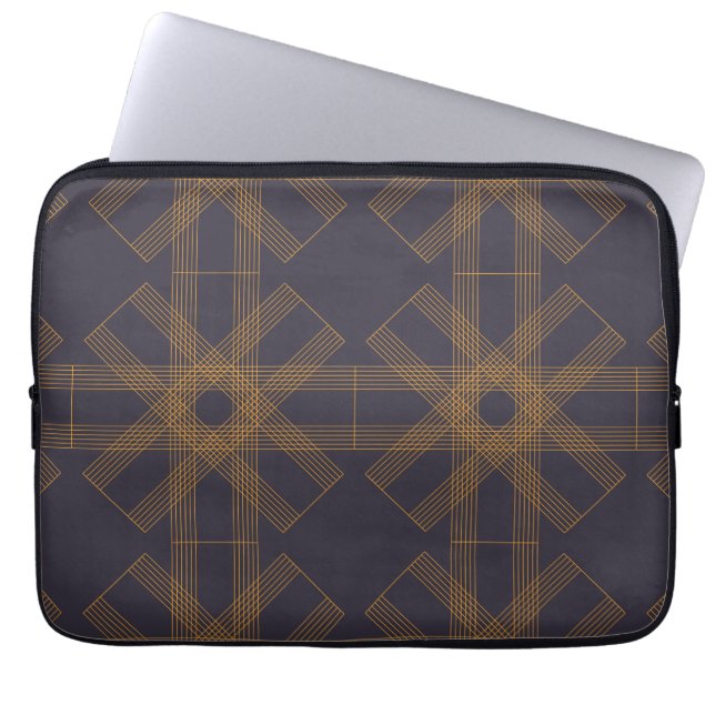 Dynamic, modern, cool, abstract line pattern art laptop sleeve (Front)