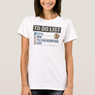 Dynamic Navy COFFEE WORK TRUE CRIME Wearable Art T-Shirt