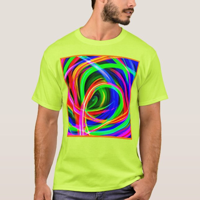 Dynamic Neon Abstract Hues T-Shirt (Front)