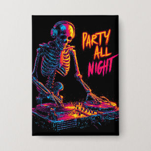 Dynamic Neon-Coloured Skeleton DJ Spinning Records