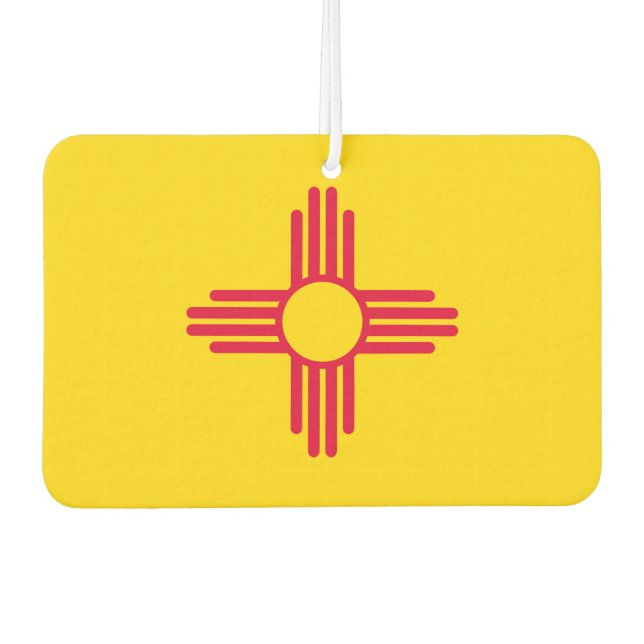 Dynamic New Mexico State Flag Graphic on a Car Air Freshener (Front)