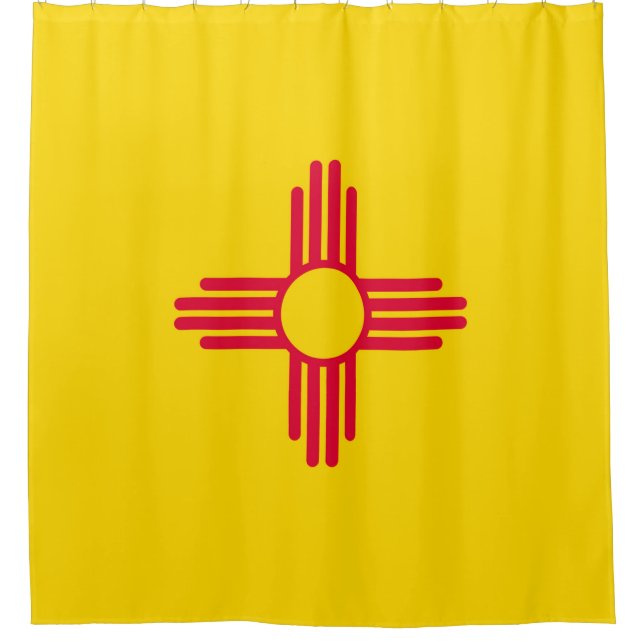 Dynamic New Mexico State Flag Graphic on a Shower Curtain (Front)