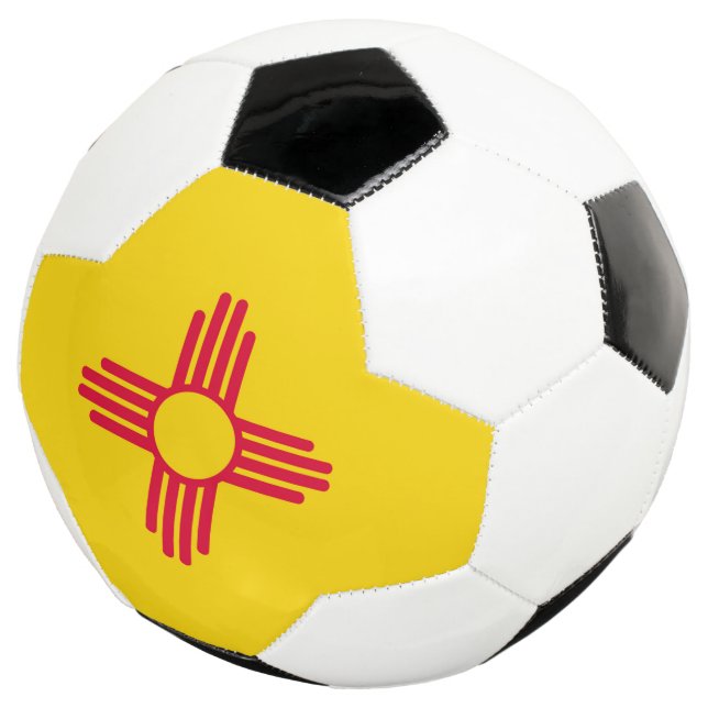 Dynamic New Mexico State Flag Graphic on a Soccer Ball (Three Quarter)