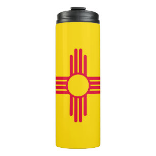 Dynamic New Mexico State Flag Graphic on a Thermal Tumbler