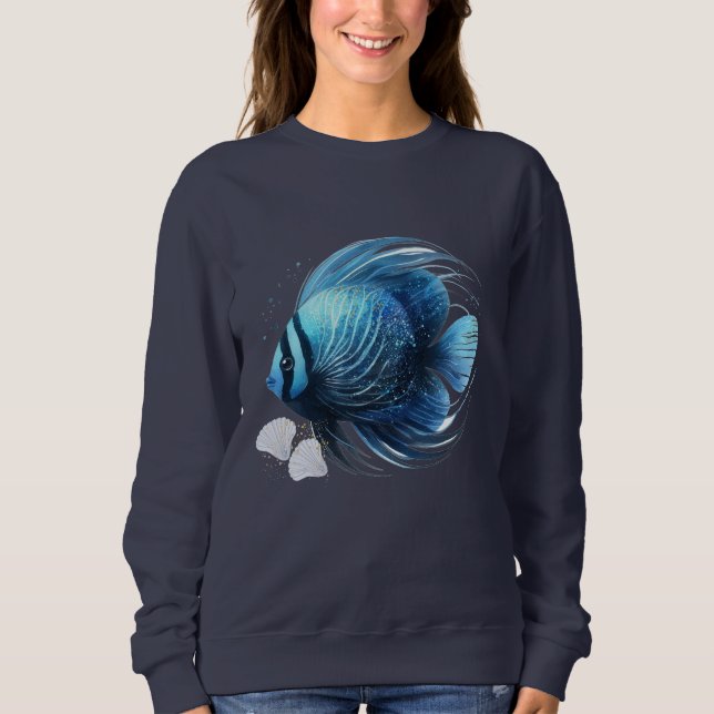 Dynamic Ocean Fish With Seashells Sweatshirt (Front)
