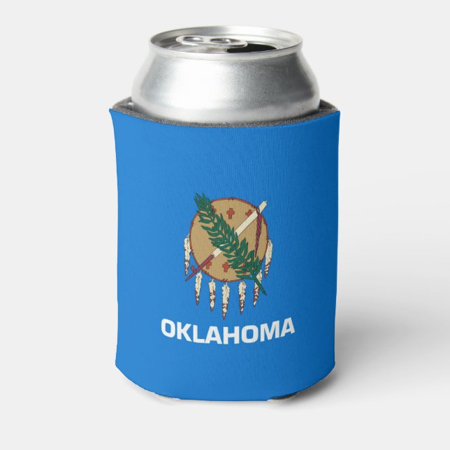 Dynamic Oklahoma State Flag Graphic on a Can Cooler (Can Back)