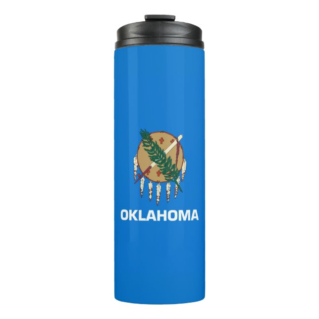 Dynamic Oklahoma State Flag Graphic on a Thermal Tumbler (Front)