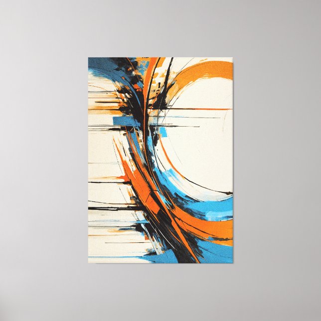 Dynamic Orange Blue Abstract Expressionism Curves Canvas Print (Front)