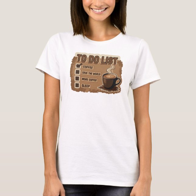 Dynamic Orange COFFEE FIRST SAVE WORLD T-Shirt (Front)