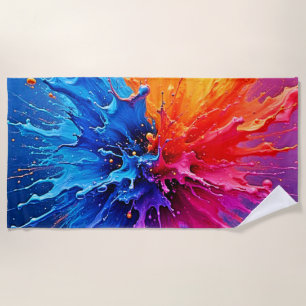 Dynamic Paint Splash Abstract Beach Towel