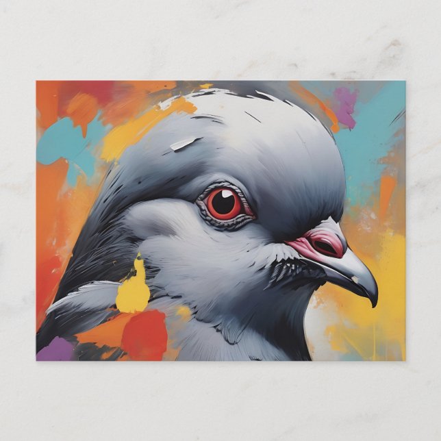 Dynamic Pigeon Abstract Expressionist Bird Postcard (Front)