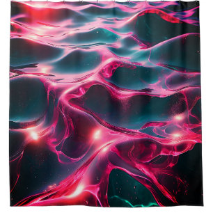 "Dynamic Pink and Blue Water Ripples" Shower Curtain